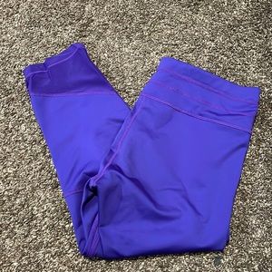 Purple Athleta leggings with Meesh paneling